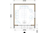 Domek ogrodowy drewniany PIA (34 mm + elewacja, z izolacją), 5x5 m, 25 m² specification 1
