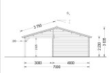 Garaż drewniany MULTI (44 mm) 4x6 m, z wiatą 3x6 m specification 4
