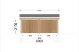 Wiata garażowa drewniana na 2 samochody LUNA DUO F ze ścianą w literę L, 6x6 m specification 4