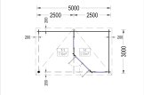 Domek ogrodowy drewniany KATERINA (28 mm), 5x3 m, 7,5 m² - z tarasem 7,5 m² specification 1