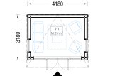 Domek ogrodowy drewniany EVELIN (34 mm + elewacja, z izolacją), 4x3 m, 12 m² specification 1