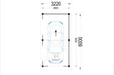 Wiata garażowa drewniana na 1 samochód LUNA F ze ścianą w literę L, 3,2x6 m specification 1