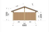 Wiata garażowa drewniana na 2 samochody LUNA DUO ze ścianą w literę L, 6x6 m specification 5
