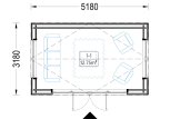 Domek ogrodowy drewniany EMMY (34 mm + elewacja, z izolacją), 5x3 m, 15 m² specification 1