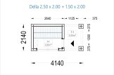 Sauna ogrodowa zewnętrzna DELLA (34 mm + elewacja), 2,6 x 2,1 m, 3,8 m², taras 3 m² specification 1