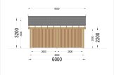 Wiata garażowa drewniana na 2 samochody LUNA DUO ze ścianą w literę L, 6x6 m specification 4