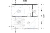 Domek letniskowy drewniany OLIVIA (44 mm), 6x6 m, 27 m² - z tarasem 8 m² specification 1