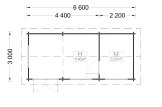 Domek ogrodowy drewniany ELEONORA (44 mm), 6,6 x 3 m, 20 m² specification 1