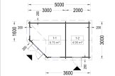 Domek ogrodowy drewniany KIM (44 mm), 5x3 m, 15 m² specification 1