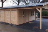 Garaż drewniany dwustanowiskowy MULTI (44 mm) 6x6 m, z wiatą 3x6 m customer 1
