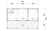 Domek letniskowy całoroczny AMELIA (44+44 mm, z izolacją PLUS), 9x6 m, 32 m² - z tarasem 20 m² specification 1