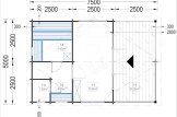 Sauna ogrodowa zewnętrzna ELDA (44 mm), 5x7.5 m, 25 m² (4 pomieszczenia), taras 12 m² specification 1