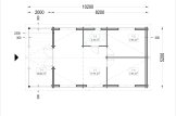 Dom drewniany letniskowy HYMER (44+44 mm), 42 m² - z tarasem 10 m² specification 1