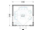 Domek ogrodowy drewniany EMMY (34 mm + elewacja), 5x5 m, 25 m² specification 1