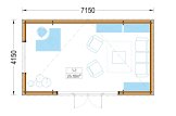 Domek ogrodowy drewniany PREMIUM (44 mm + elewacja, z izolacją PLUS), 7x4 m, 28 m² specification 1