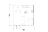Domek ogrodowy drewniany LILLE (44 mm), 5x5 m, 25 m² specification 1