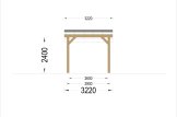 Wiata garażowa drewniana na 1 samochód LUNA F ze ścianą w literę L, 3,2x6 m specification 2