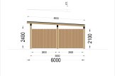 Wiata garażowa drewniana na 2 samochody LUNA DUO F ze ścianą boczną, 6x6 m specification 3