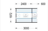 Sauna ogrodowa beczka HELGA 30 (46 mm), 3.0 m, ⌀ 1.97 m specification 1