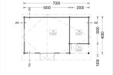Domek ogrodowy drewniany CLARA (66 mm) z pomieszczeniem gospodarczym, 7x4 m, 28 m² specification 1