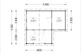 Domek ogrodowy drewniany ISLA (34+34 mm, z izolacją), 6x5 m, 18 m² - z tarasem 7 m² specification 1