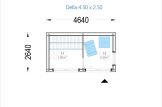 Sauna ogrodowa zewnętrzna DELLA (34 mm + elewacja), 4,6 x 2,6 m, 9,3 m² specification 1