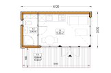 Domek ogrodowy drewniany INES (34 mm + elewacja, z izolacją), 6x3 m, 18 m² specification 1