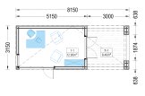 Domek ogrodowy drewniany PREMIUM (34 mm + elewacja), 5x3 m, 15 m² - z tarasem 9 m² specification 1