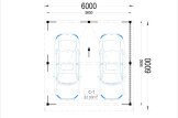 Wiata garażowa drewniana na 2 samochody LUNA DUO F ze ścianą boczną, 6x6 m specification 1