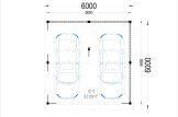 Wiata garażowa drewniana na 2 samochody LUNA DUO F ze ścianą w literę L, 6x6 m specification 1