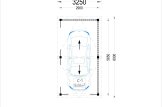 Wiata garażowa drewniana na 1 samochód LUNA ze ścianą w literę L, 3,2x6 m specification 1