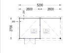 Domek ogrodowy drewniany LARISSA (28 mm), 5,2 x 2,7 m, 7 m² - z tarasem 7 m² specification 1