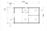 Dom drewniany całoroczny HYMER F (44+44 mm, z izolacją), 42 m² - z tarasem 10 m² specification 1