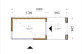 Domek ogrodowy drewniany PREMIUM (paneli SIP), 5x3 m, 15 m² - z tarasem 9 m² specification 1