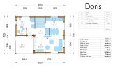 Dom drewniany całoroczny DORIS (44+44 mm, z izolacją PLUS), 80 m² specification 1