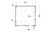 Domek ogrodowy drewniany DREUX (44 mm), 4x4 m, 16 m² specification 1