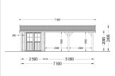Wiata garażowa drewniana CLASSIC z pomieszczeniem gospodarczym i ścianą boczną, 4x7,5 m specification 3