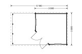Domek ogrodowy drewniany AIDA PLUS (28 mm), 5x3 m, 9 m² - z tarasem 6,5 m² specification 1