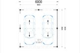 Wiata garażowa drewniana na 2 samochody LUNA DUO ze ścianą boczną, 6x6 m specification 1