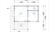 Domek letniskowy drewniany HELEN (44 mm), 6x6 m, 24 m² - z tarasem 12,5 m² specification 1