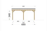 Wiata garażowa drewniana na 2 samochody LUNA DUO F ze ścianą boczną, 6x6 m specification 2