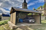 Wiata garażowa drewniana na 2 samochody LUNA DUO ze ścianą w literę L, 6x6 m customer 2