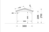 Wiata garażowa drewniana na 1 samochód CLASSIC, 3x6 m specification 2