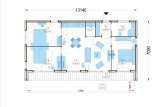 Dom drewniany letniskowy KAYA 3 (44 mm + elewacja, z izolacją), 70 m² specification 1