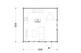Domek ogrodowy drewniany DREUX (34 mm), 5x5 m, 25 m² specification 1
