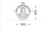 Sauna ogrodowa beczka HELGA 48 (46 mm), 4.8 m, ⌀ 1.97 m specification 2