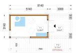 Domek ogrodowy drewniany PREMIUM (44 mm + elewacja, z izolacją PLUS), 5x3 m, 15 m² - z tarasem 9 m² specification 1