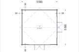 Domek ogrodowy drewniany MIA (44 + 44 mm, z izolacją PLUS), 5,5 x 5,5 m, 30 m² specification 1