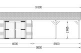Garaż drewniany MULTI (44 mm) 4x6 m, z wiatą 5,5x6 m specification 2