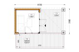 Domek ogrodowy drewniany INES z tarasem (34 mm + elewacja, z izolacją), 6x3 m, 18 m² specification 1